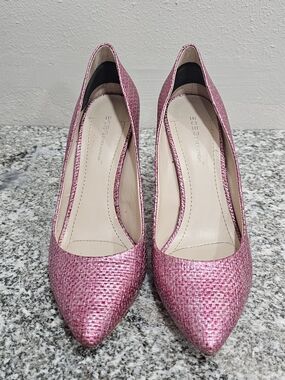 BCBGeneration Pink Woven Pointed Pumps